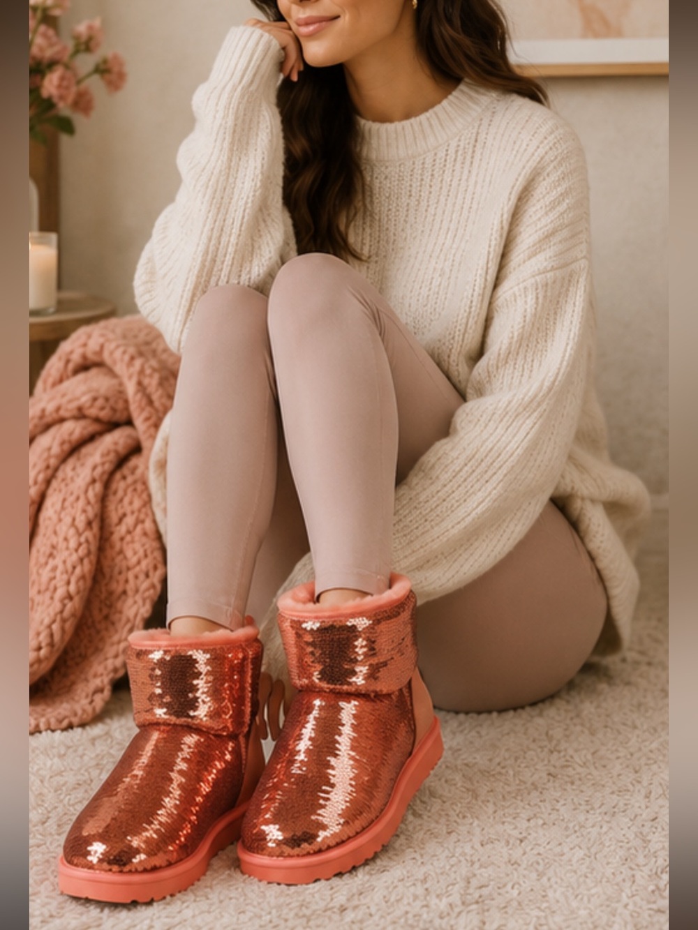 Cute brand new sequin UGG mirror ball boots